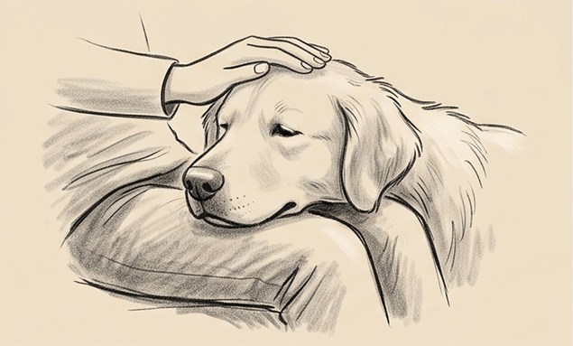 A calm pet sitting beside a person on a sofa